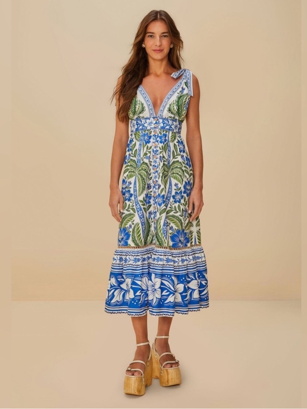 NWT Farm Rio Off-White Tropicance Midi Dress Size XS